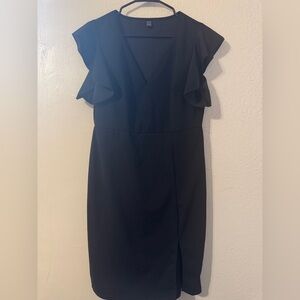 Black Ruffle Sleeve Dress with V-Neck Size XL